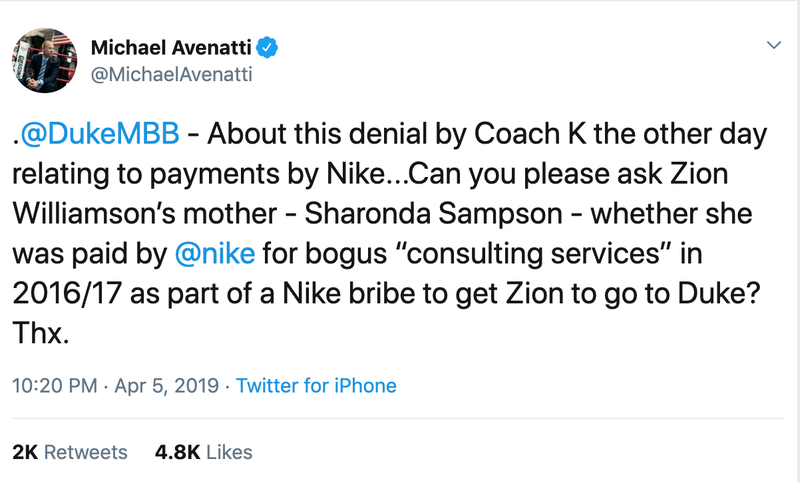 Illustration for article titled Did Michael Avenatti Fall For A Hoax Invoice Claiming That Nike Paid Zion Williamson's Mom?